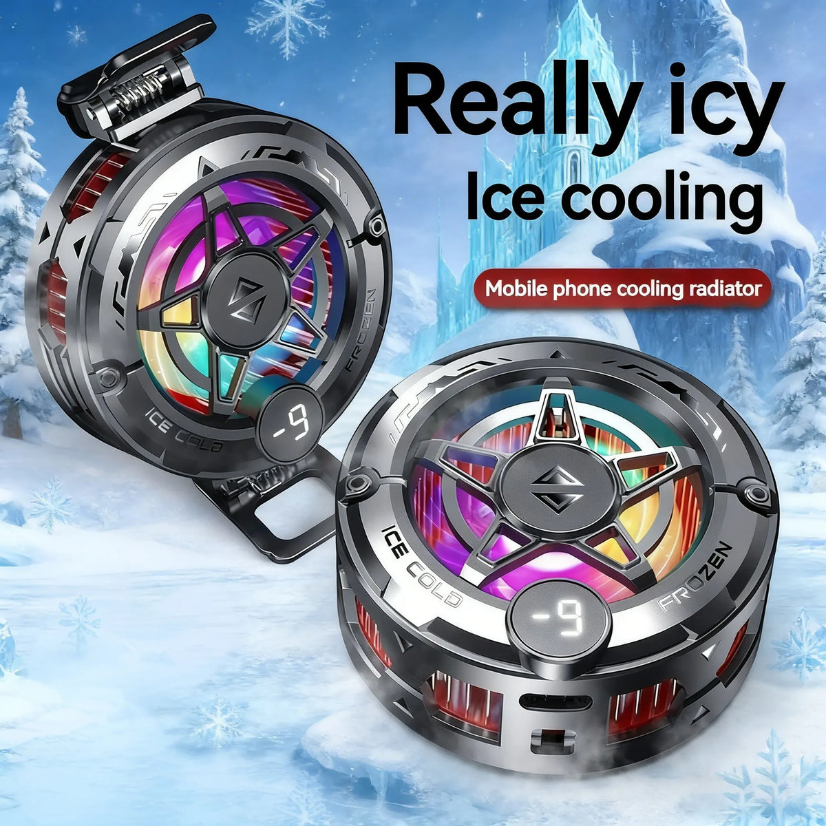 Magnetic Phone Cooler – Semiconductor Cooling Fan with Digital Display & RGB Light