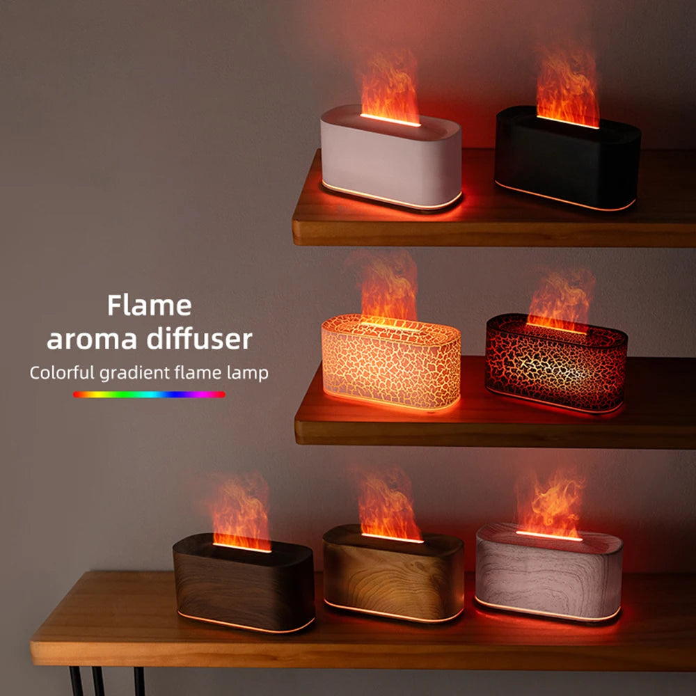 Flame Effect Aromatherapy Diffuser & Cool Mist Humidifier – Quiet, for Home & Bedroom