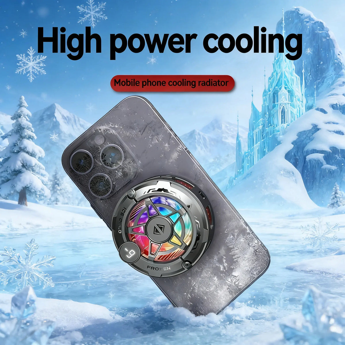 Magnetic Phone Cooler – Semiconductor Cooling Fan with Digital Display & RGB Light