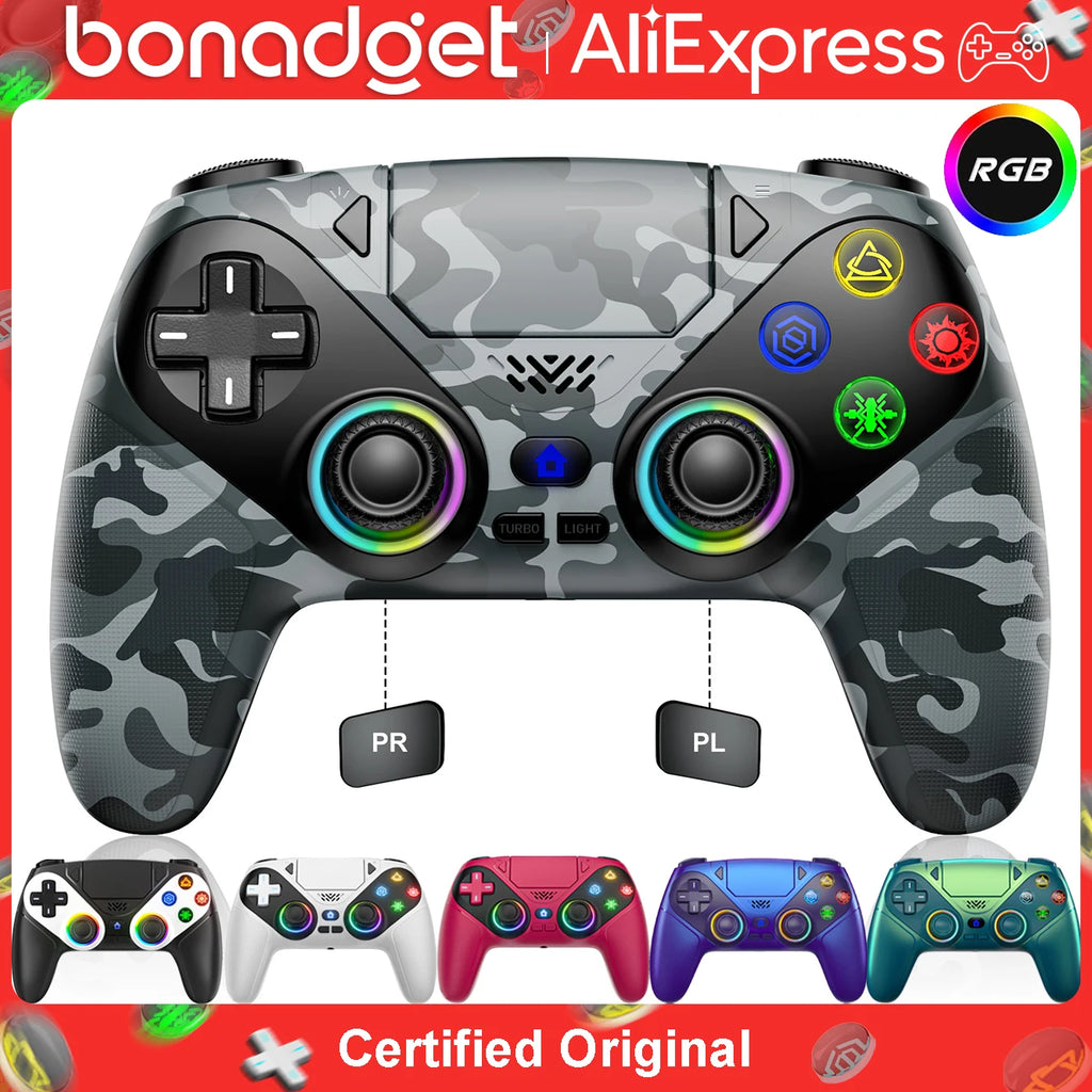 Wireless RGB Controller for PS5 & PC – Hall Effect Sticks, Turbo & Macro Buttons