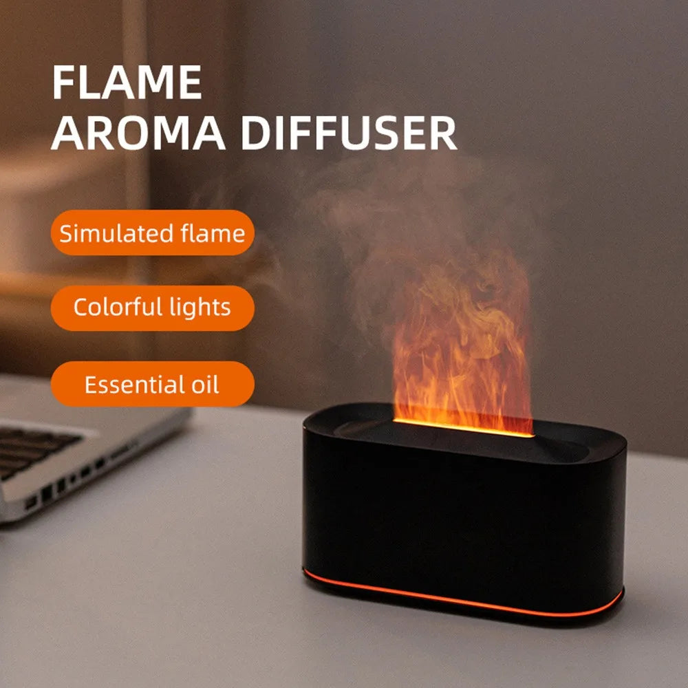 Flame Effect Aromatherapy Diffuser & Cool Mist Humidifier – Quiet, for Home & Bedroom