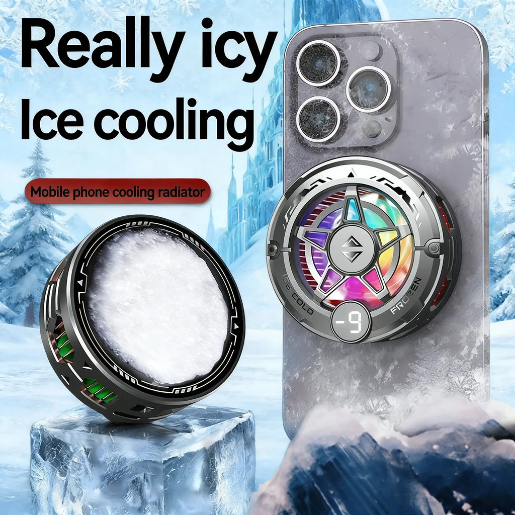 Magnetic Phone Cooler – Semiconductor Cooling Fan with Digital Display & RGB Light