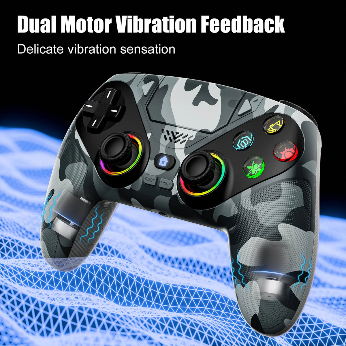 Wireless RGB Controller for PS5 & PC – Hall Effect Sticks, Turbo & Macro Buttons
