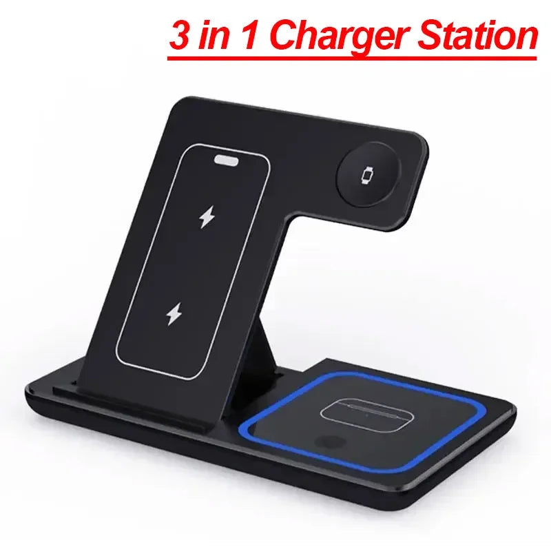 3-in-1 Foldable Wireless Charging Station for iPhone, Apple Watch & AirPods