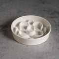 Elevated Ceramic Slow Feeder Bowl with Iron Stand – Anti-Choking Maze Design for Dogs & Cats