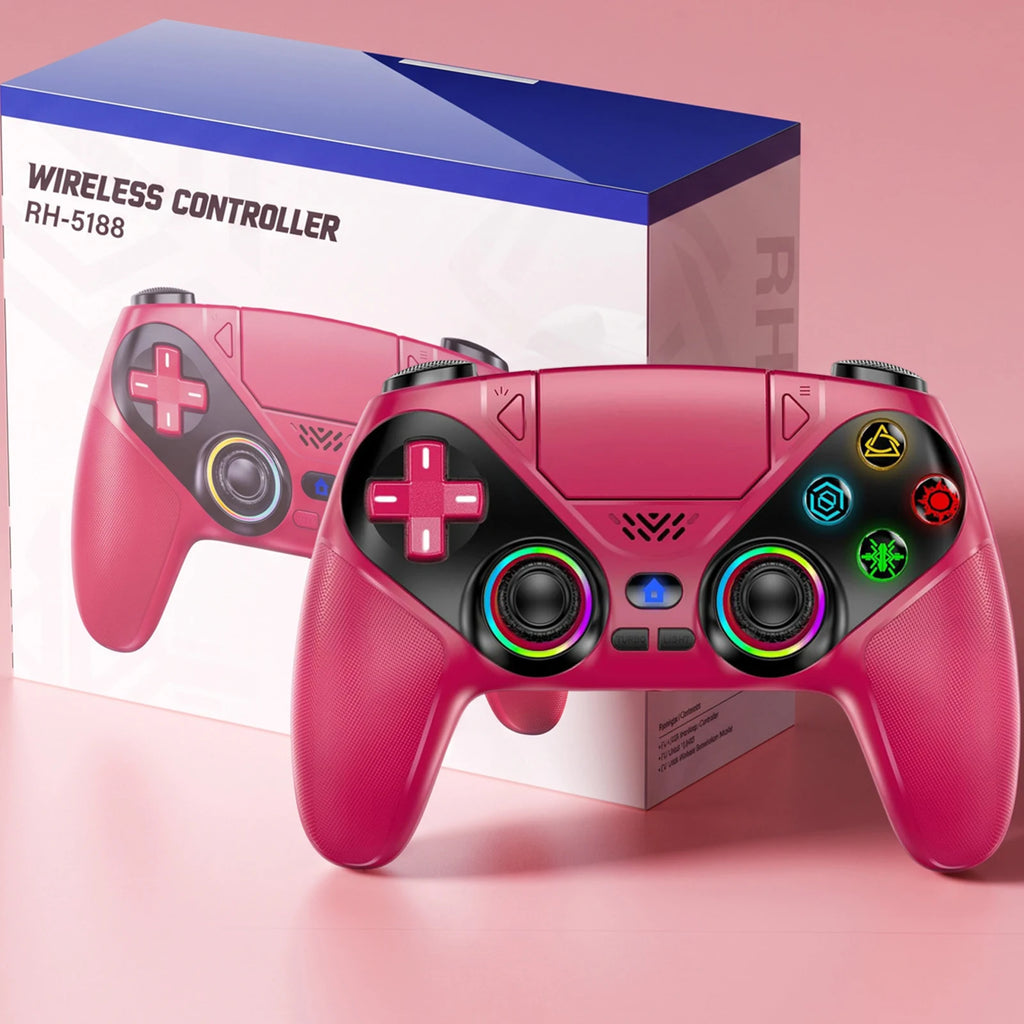 Wireless RGB Controller for PS5 & PC – Hall Effect Sticks, Turbo & Macro Buttons
