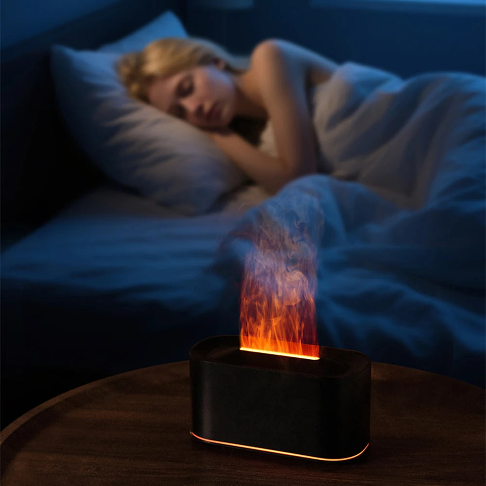 Flame Effect Aromatherapy Diffuser & Cool Mist Humidifier – Quiet, for Home & Bedroom