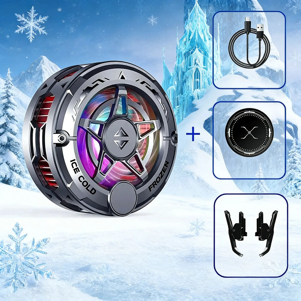 Magnetic Phone Cooler – Semiconductor Cooling Fan with Digital Display & RGB Light