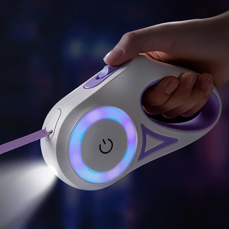 LED Retractable Dog Leash with Light – 3 m or 5 m for Small to Large Dogs & Cats