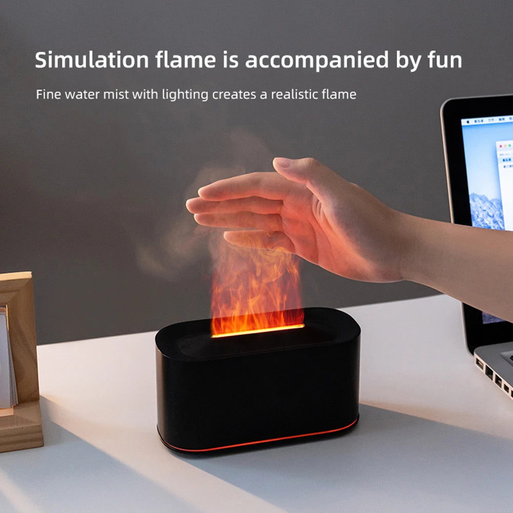 Flame Effect Aromatherapy Diffuser & Cool Mist Humidifier – Quiet, for Home & Bedroom