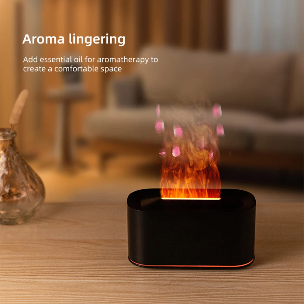 Flame Effect Aromatherapy Diffuser & Cool Mist Humidifier – Quiet, for Home & Bedroom